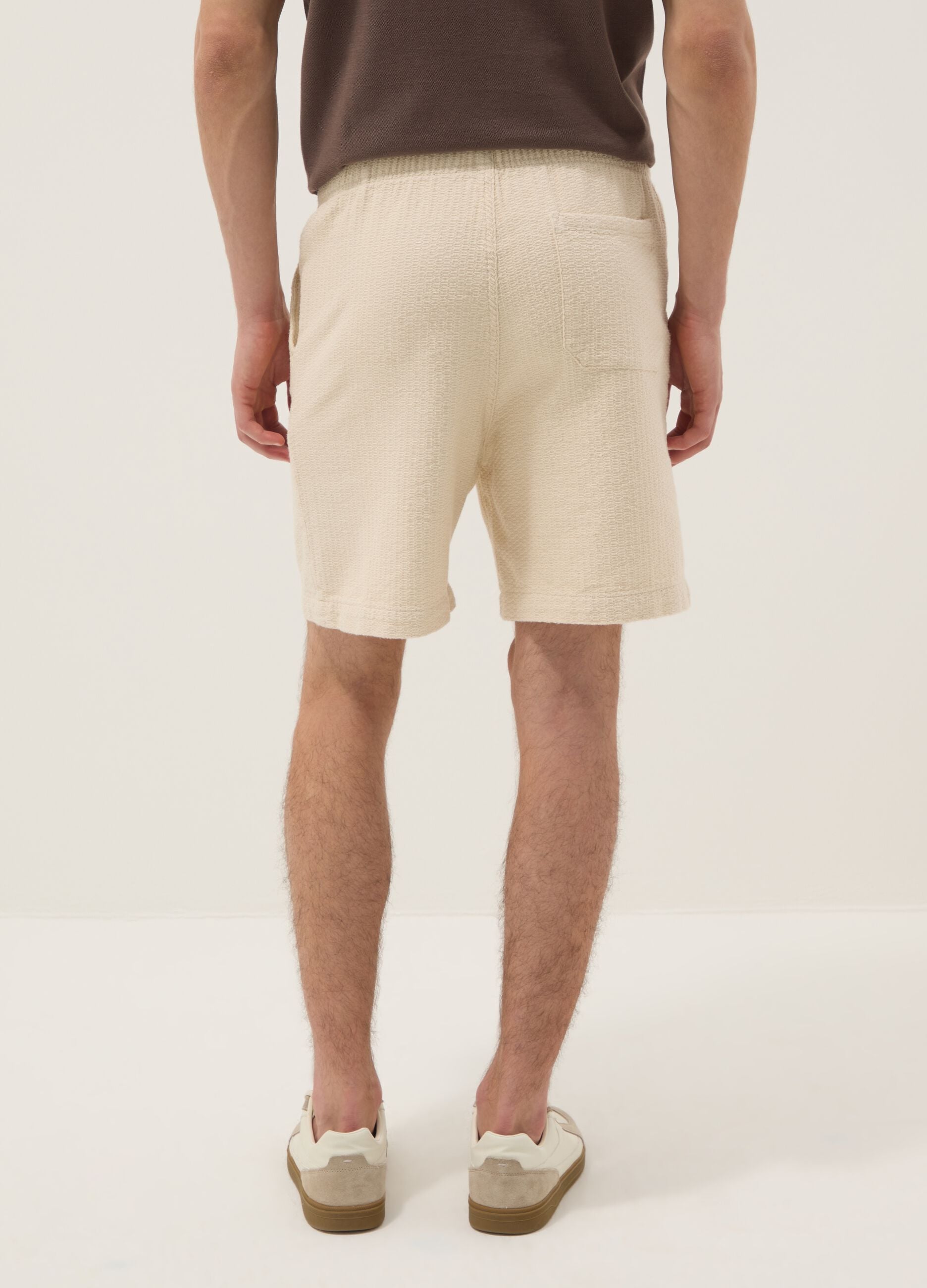 Beige pure cotton Bermuda shorts