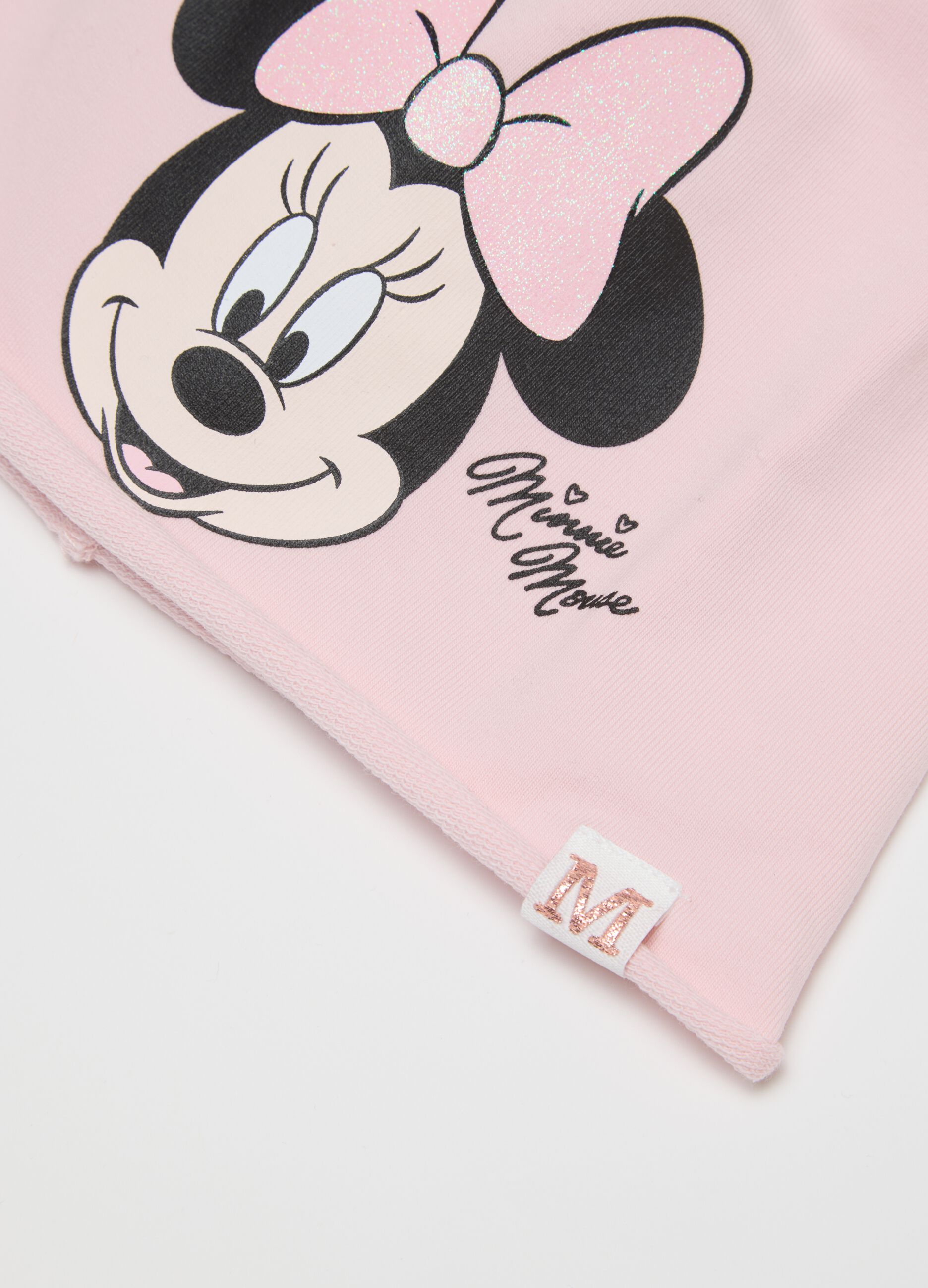 Pink Stretch Cotton Baby Hat with Minnie Print