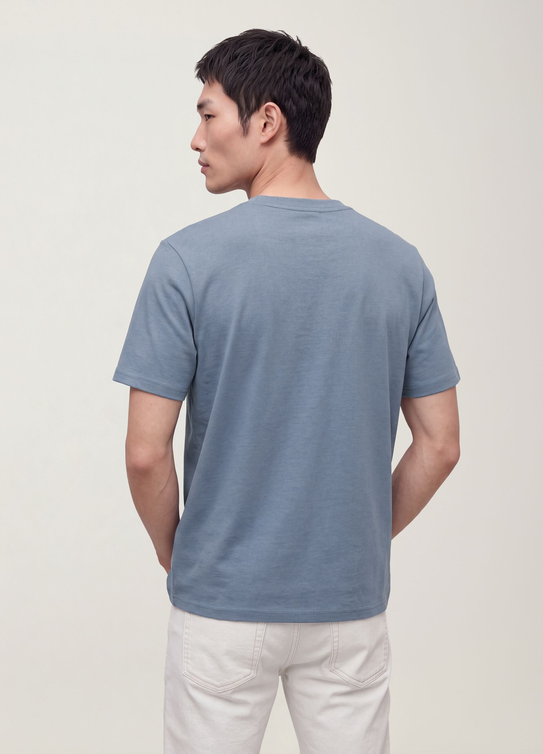The Iconic Tee blue pure cotton short-sleeve T-shirt, relaxed fit