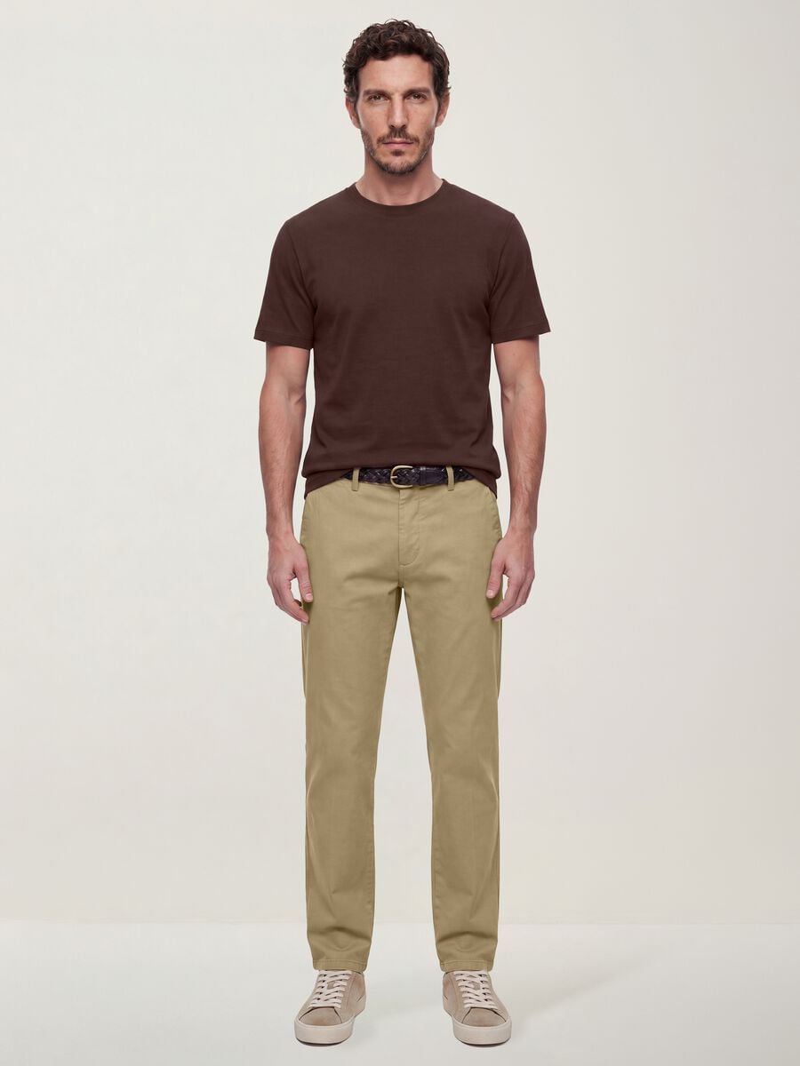 The Iconic Tee brown pure cotton short-sleeved regular-fit T-shirt_1