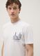 White pure cotton T-shirt with front print, regular fit_2
