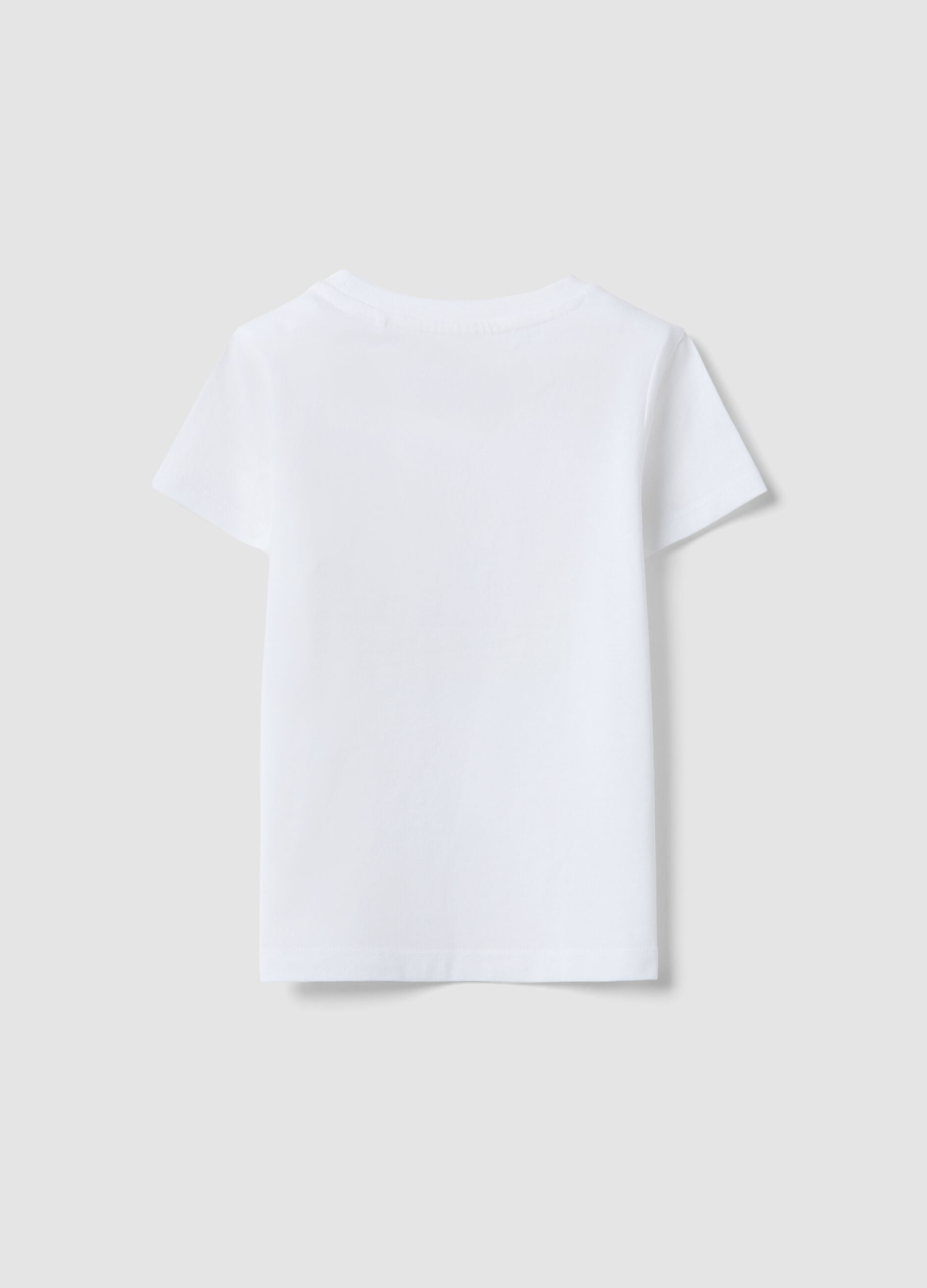 White pure cotton regular fit t-shirt with print for girls