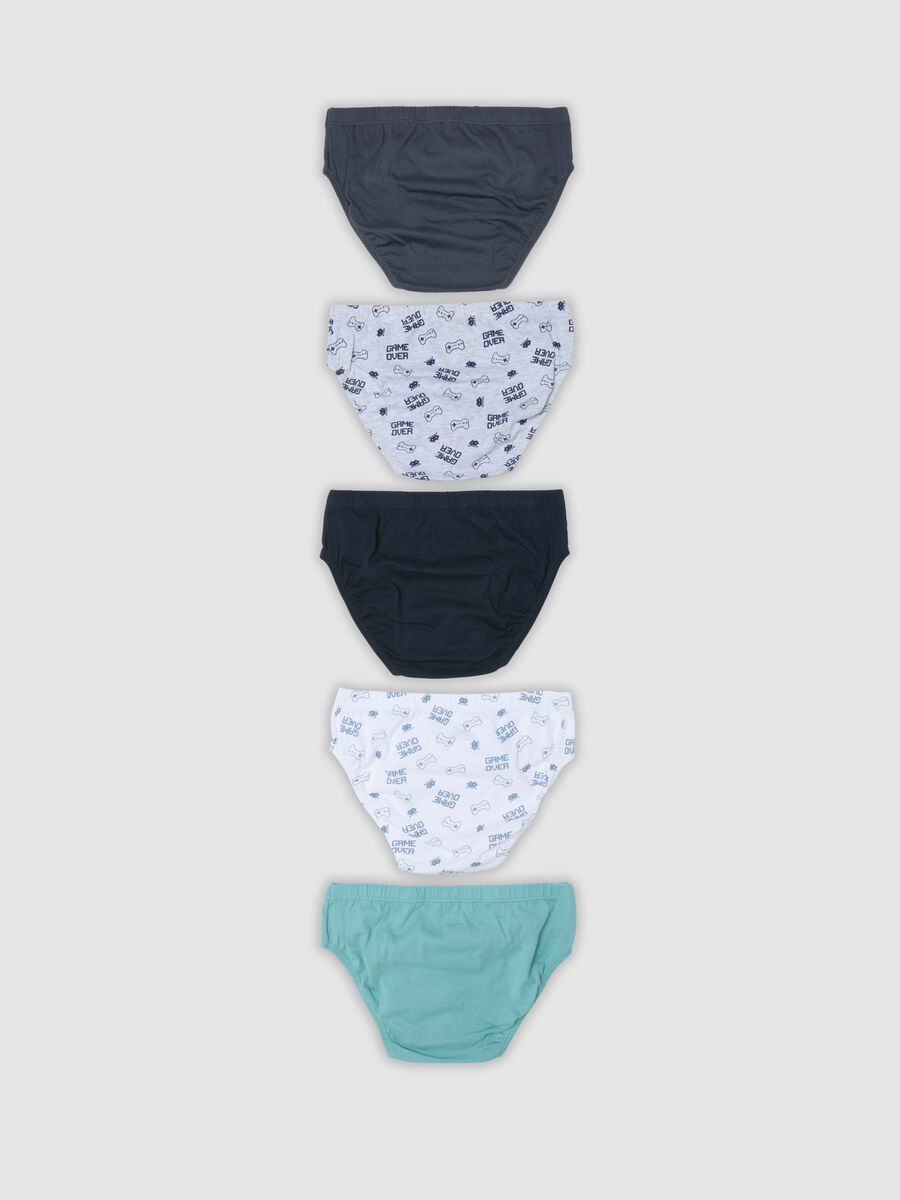 Five-pack of multicolour pure organic cotton video game-themed briefs_1