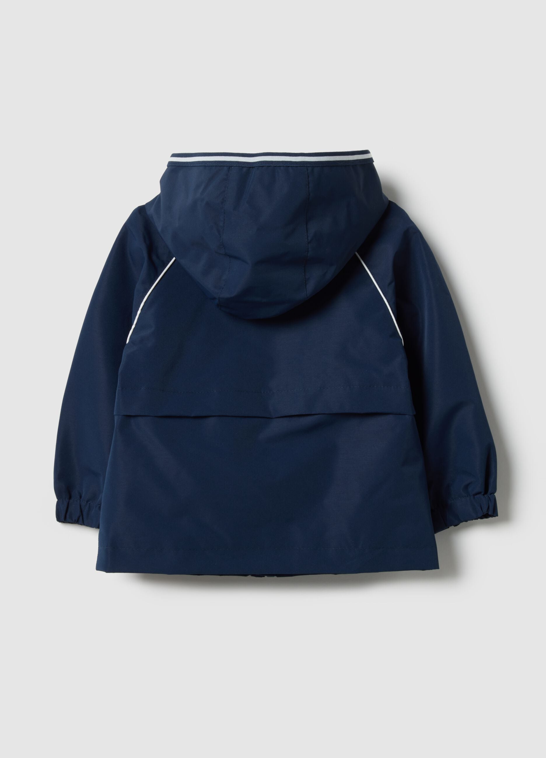 Blue regular fit children's jacket with hood and zip