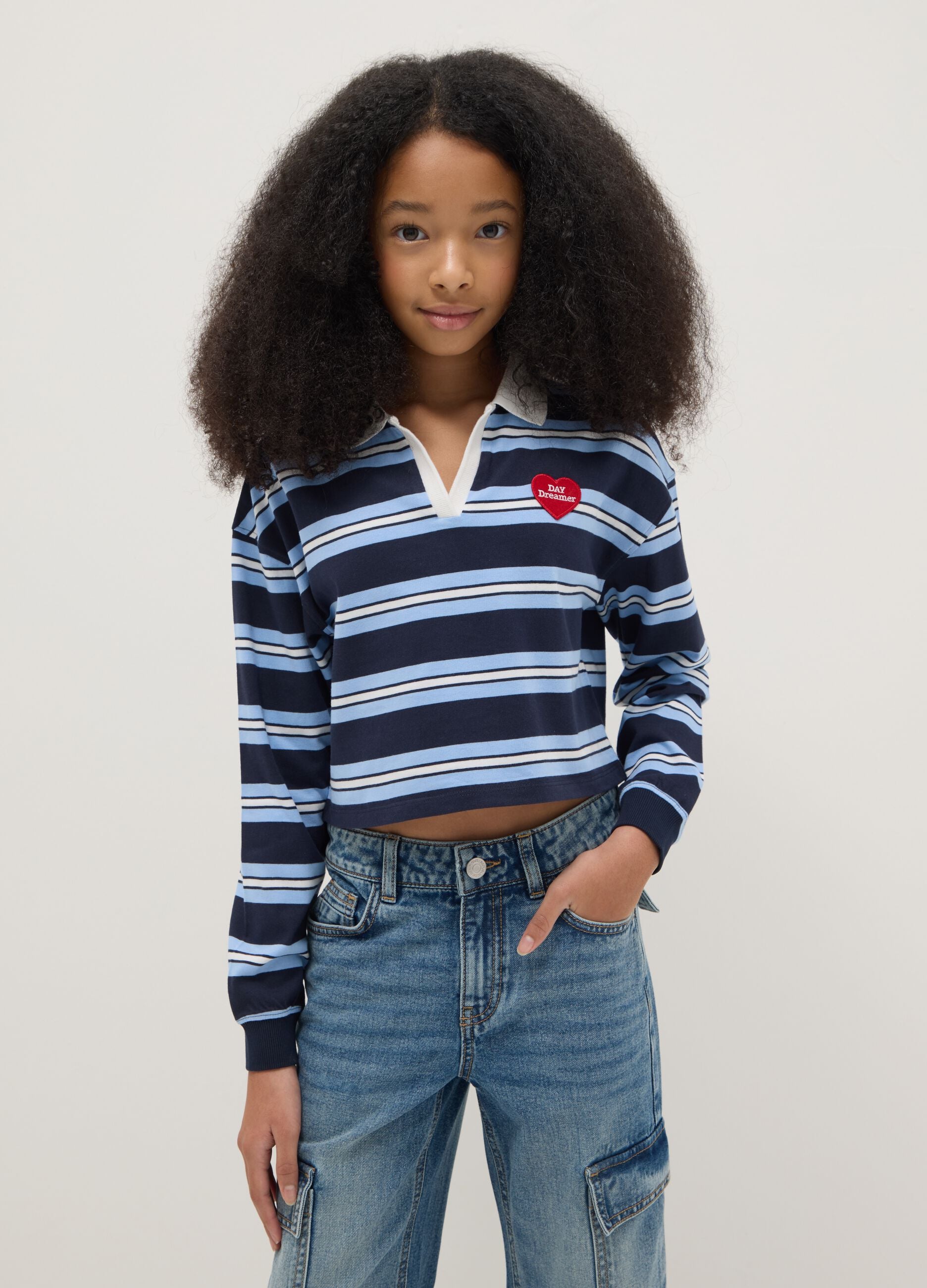 Girls' multicolour striped pure cotton polo, regular fit