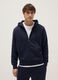 Blue regular fit cotton-blend hoodie with zip_0