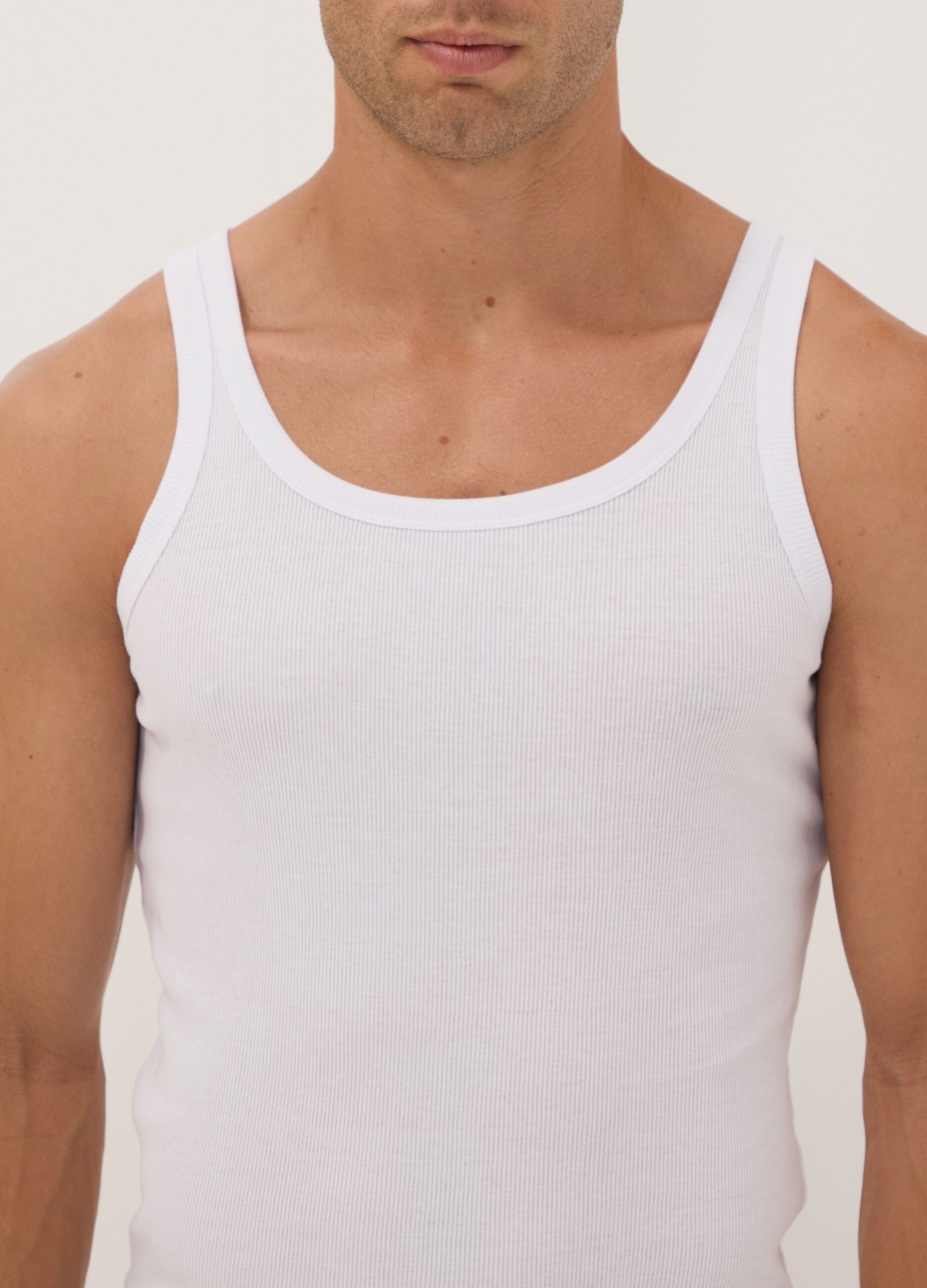 White ribbed vest top in pure organic cotton