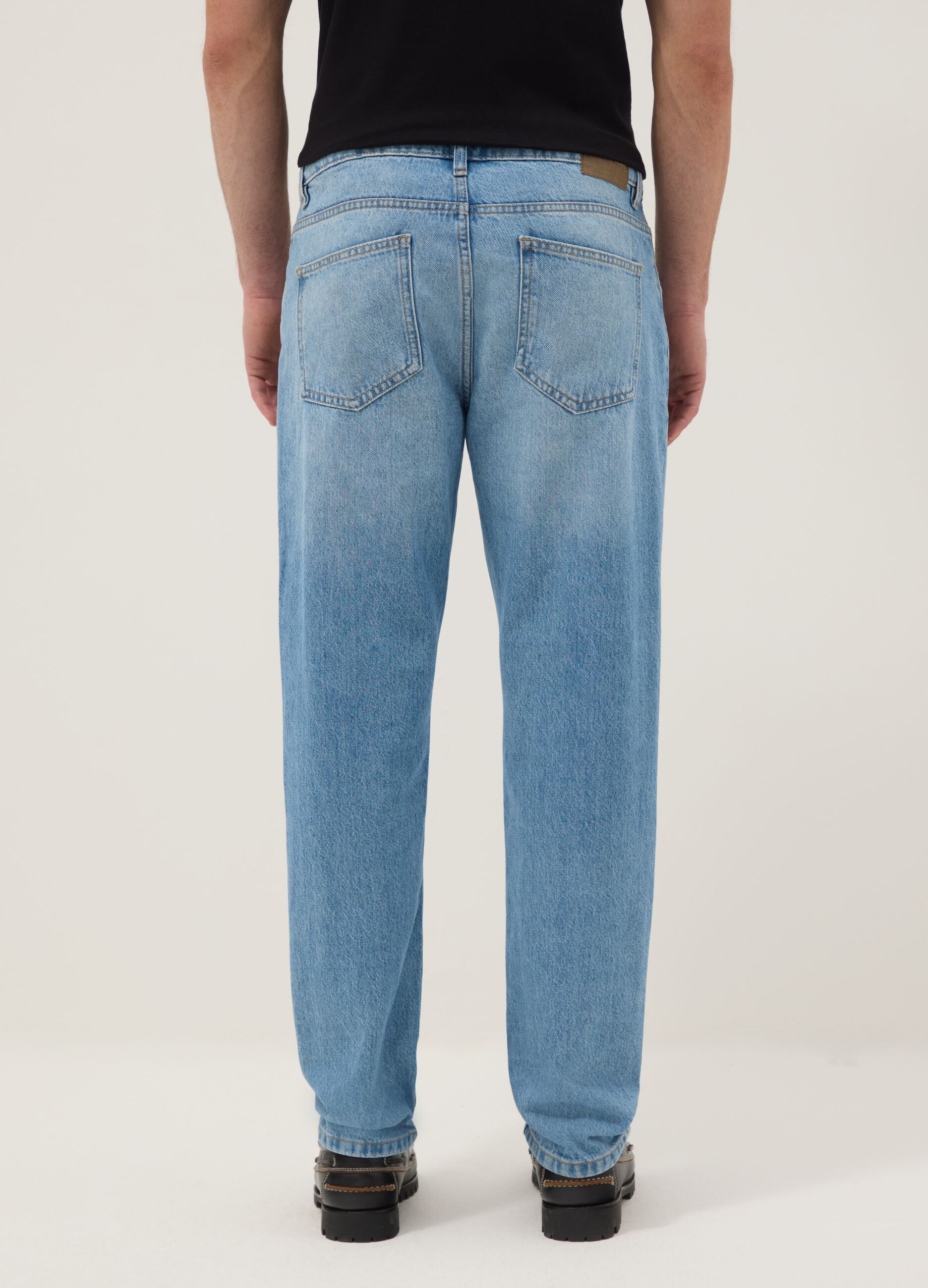 Regular fit blue pure cotton denim jeans