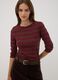 Brown striped pure cotton crew-neck T-shirt_0