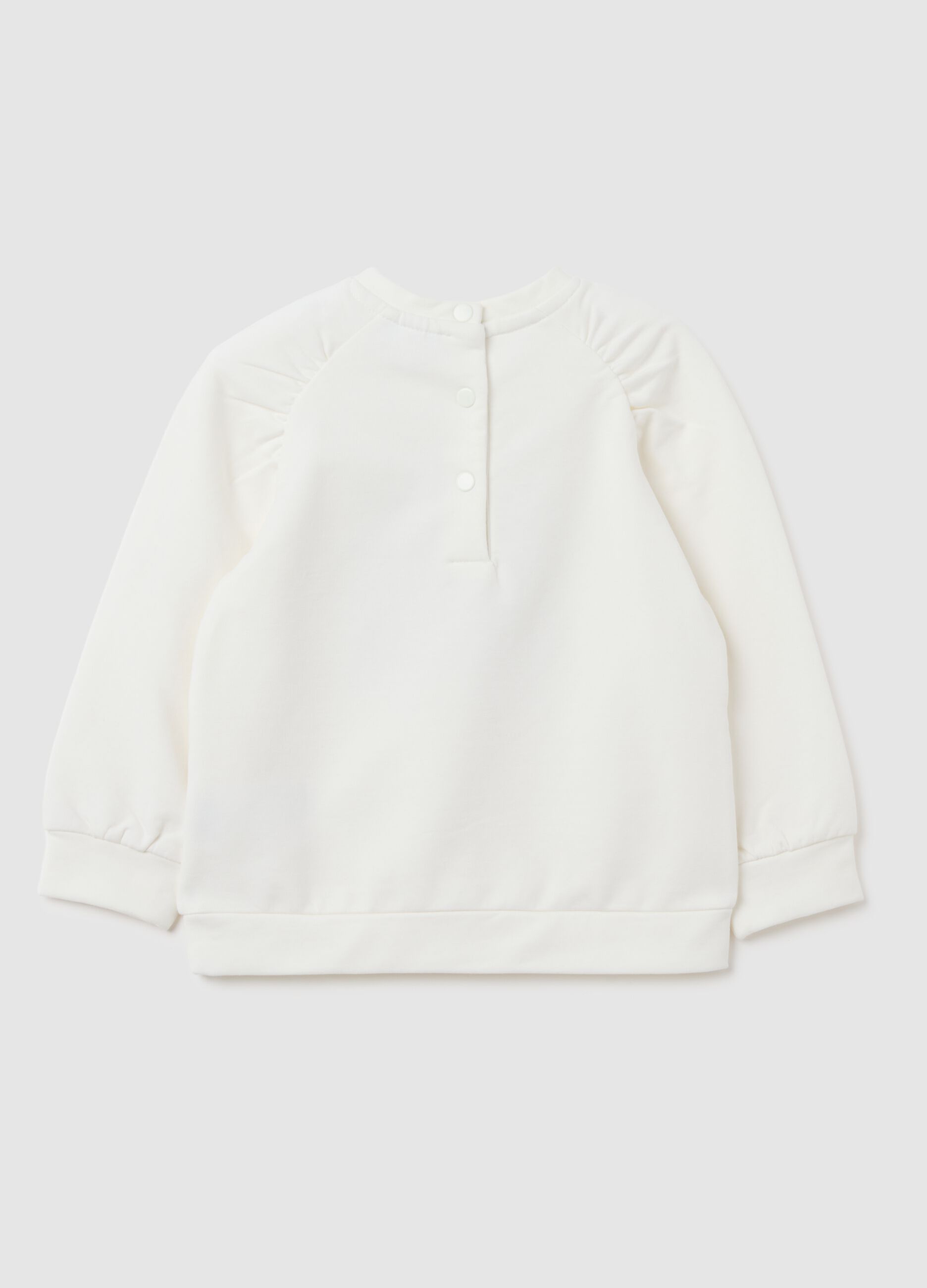 Felpa da bambina in cotone elasticizzato bianca regular fit con orsacchiotti