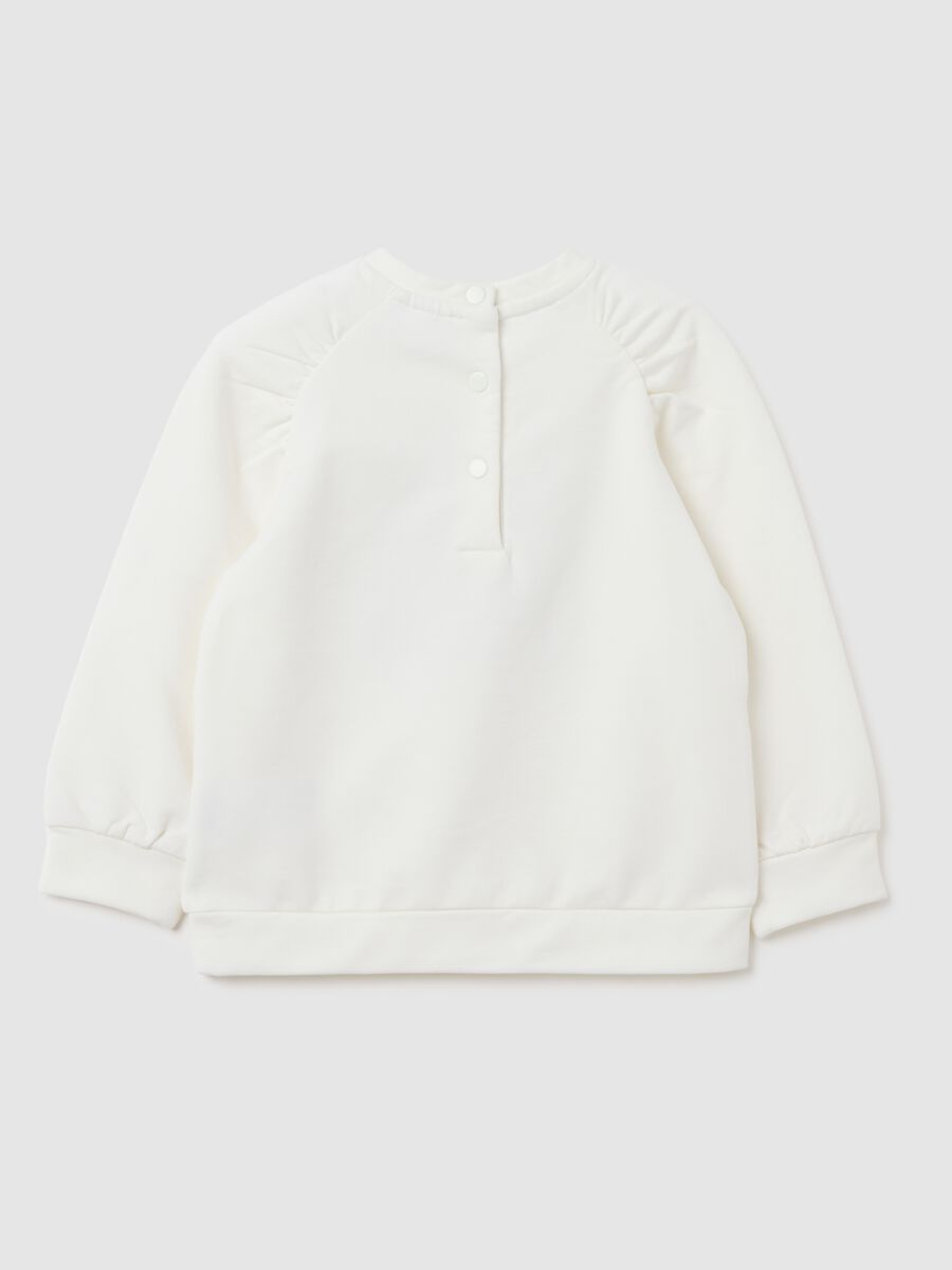Felpa da bambina in cotone elasticizzato bianca regular fit con orsacchiotti_1