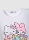 Girls' White Stretch Cotton T-shirt with Hello Kitty_2