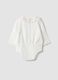 White baby girl bodysuit with pure organic cotton collar_1