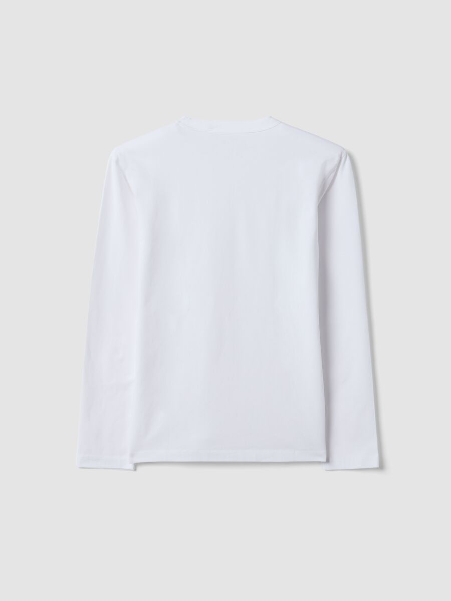 T-shirt bianca in cotone organico elasticizzato regular fit per ragazzo_1