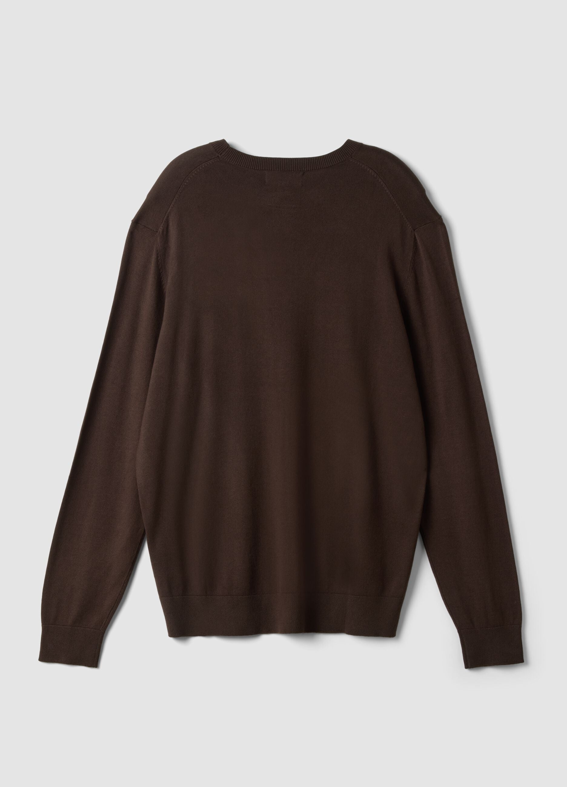 Brown crew-neck viscose-blend jumper, regular fit