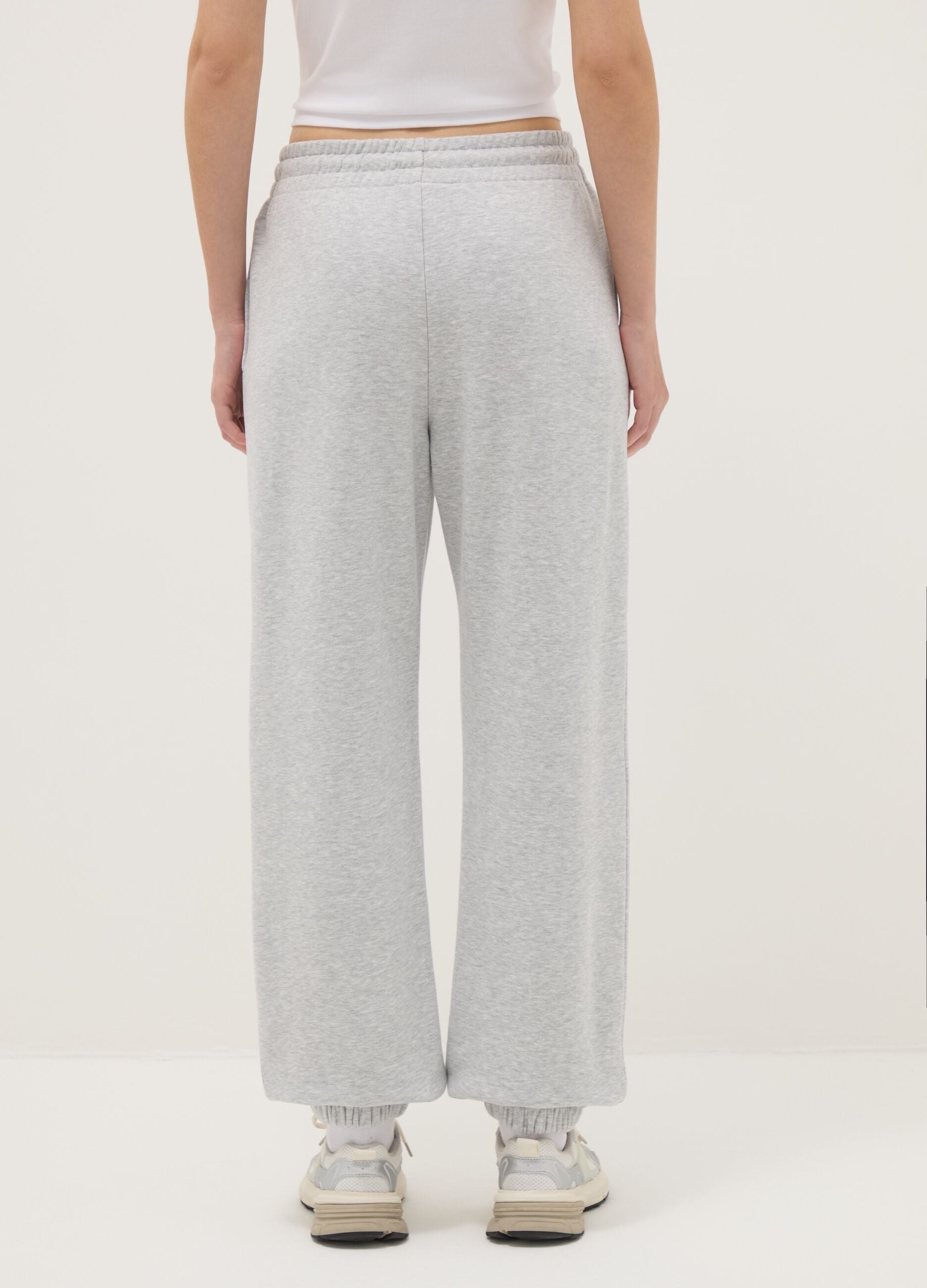 Grey Cotton Blend Jogger Trousers Regular Fit