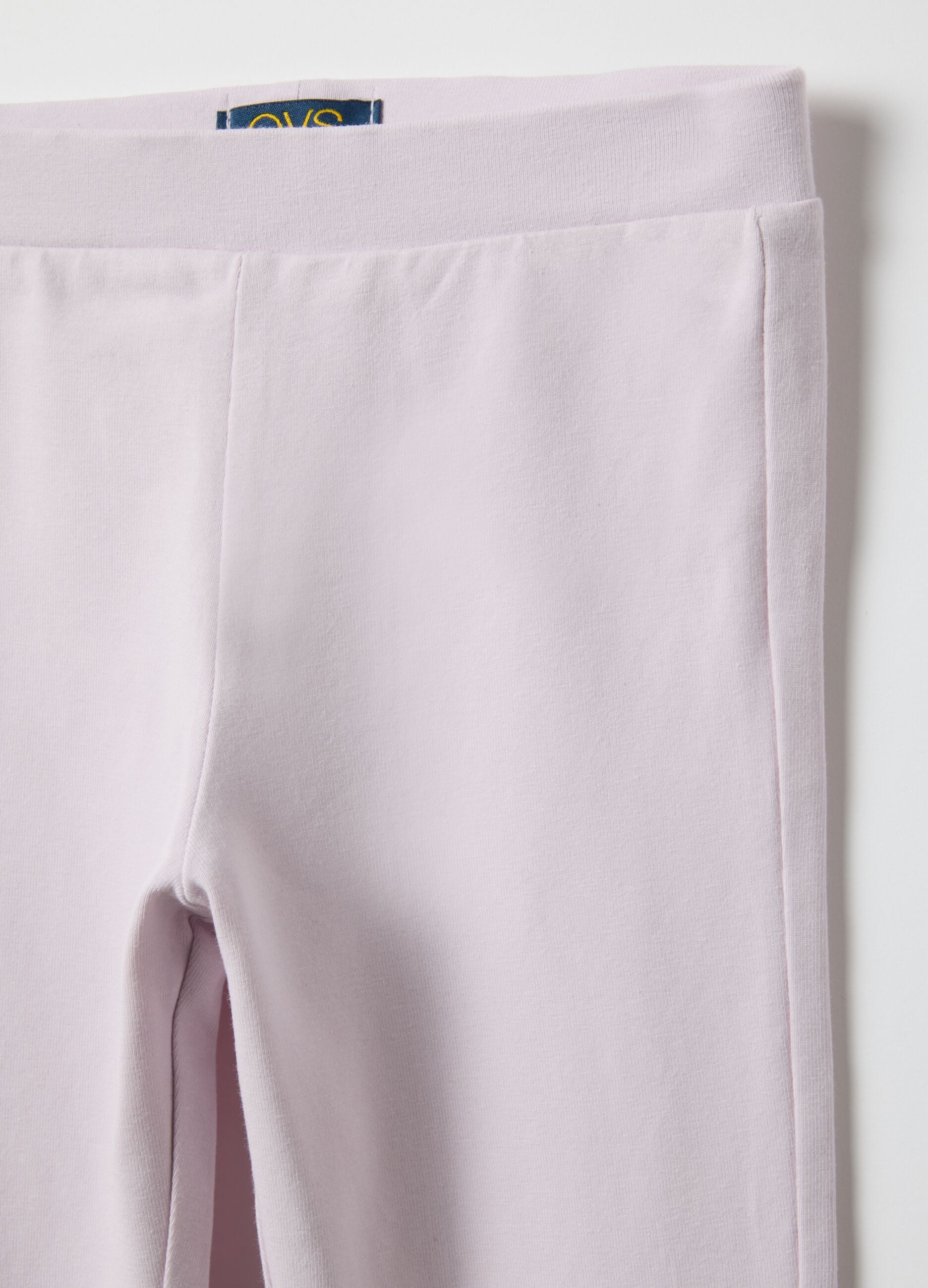Pink stretchy cotton regular fit leggings for girls