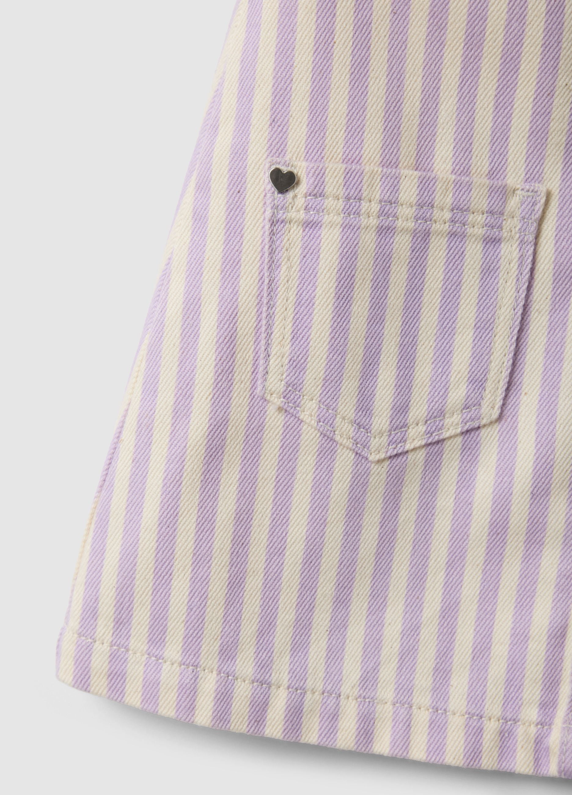 Girls' Regular Fit Multicolor Striped Pure Cotton Dungarees
