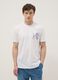 White pure cotton T-shirt with print, regular fit_1