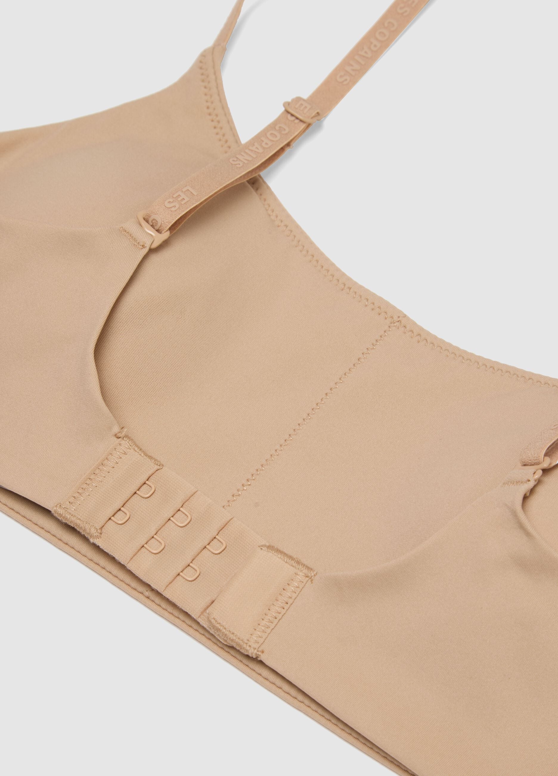 Beige bralette bra with removable padding
