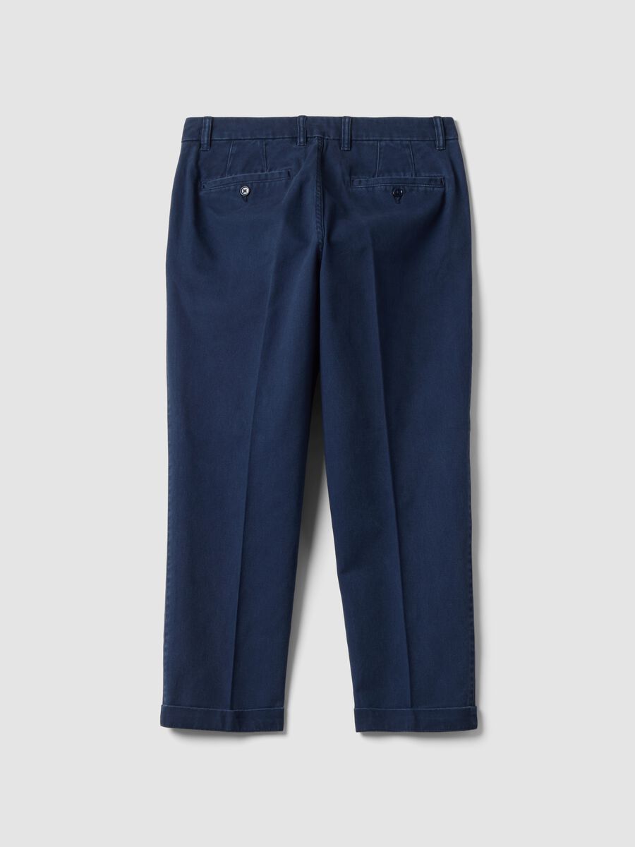 Blue pure cotton carrot-fit chino trousers_2