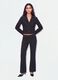 Black flared pinstripe trousers in stretch viscose_0