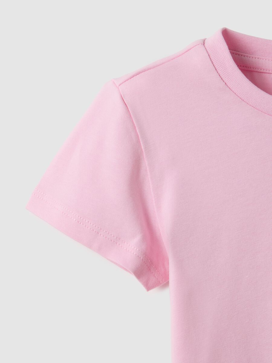 Pink girl&rsquo;s stretch cotton t-shirt with heart - regular fit_3