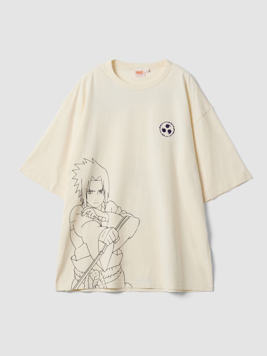 White oversized pure cotton Naruto print T-shirt_4