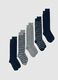 Multicolour stretch cotton long socks multipack with stripes_0