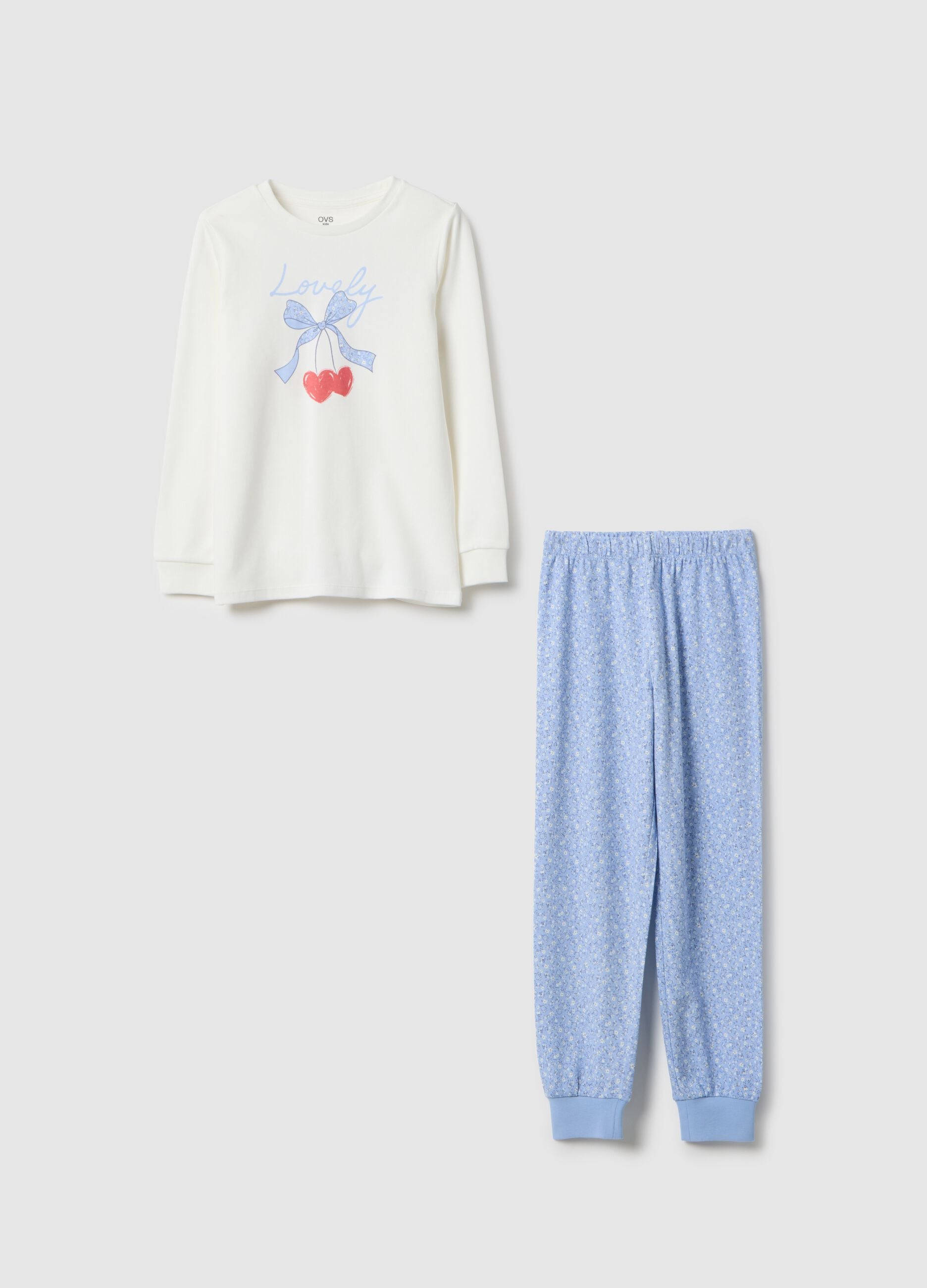 Multicolour floral pyjama for girls in pure cotton regular fit