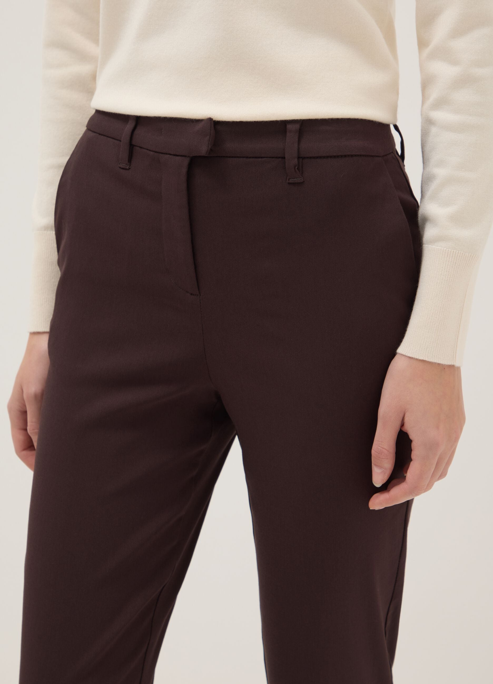 Brown slim fit chino trousers