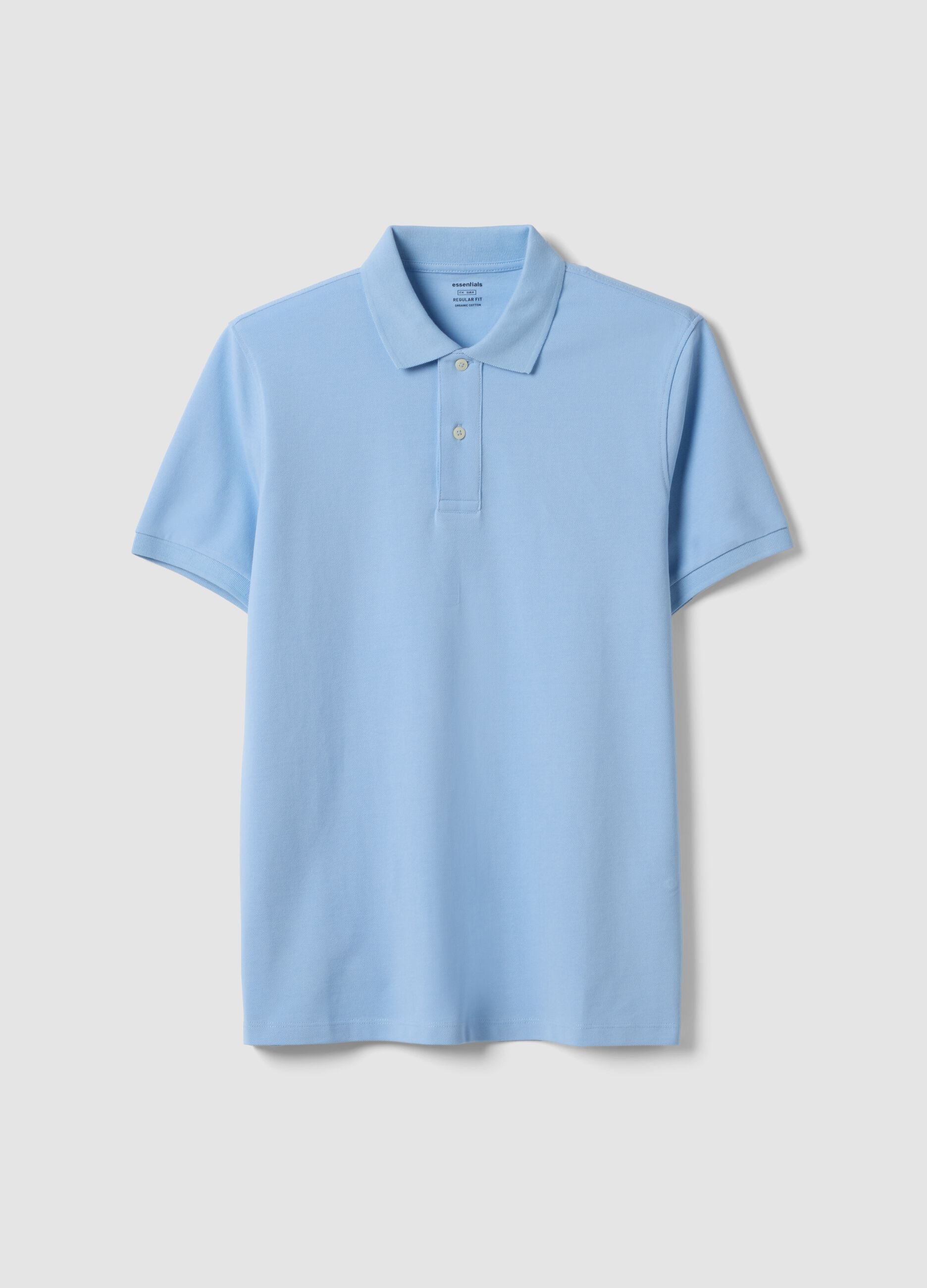 Sky Blue Short Sleeve Polo Shirt in Pure Cotton Regular Fit
