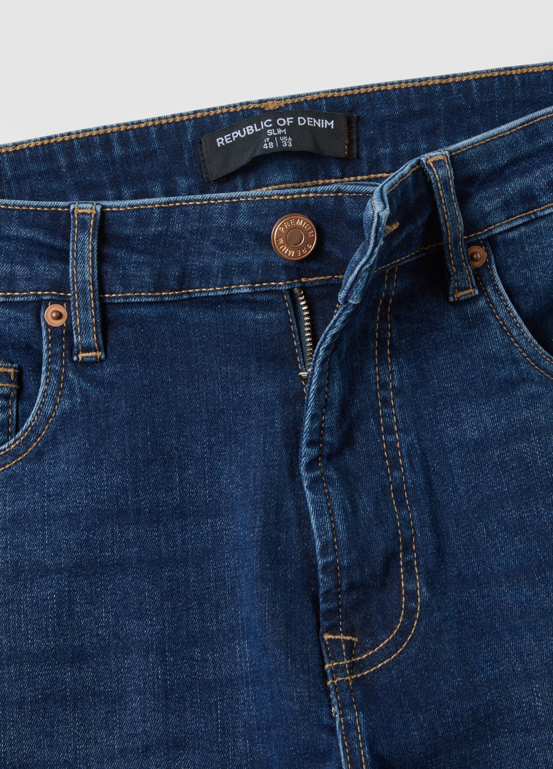Slim Fit Blue Denim Cotton Jeans