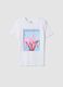 White pure cotton T-shirt with front print_4