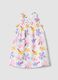 White pure cotton dress with floral print for baby girl_0