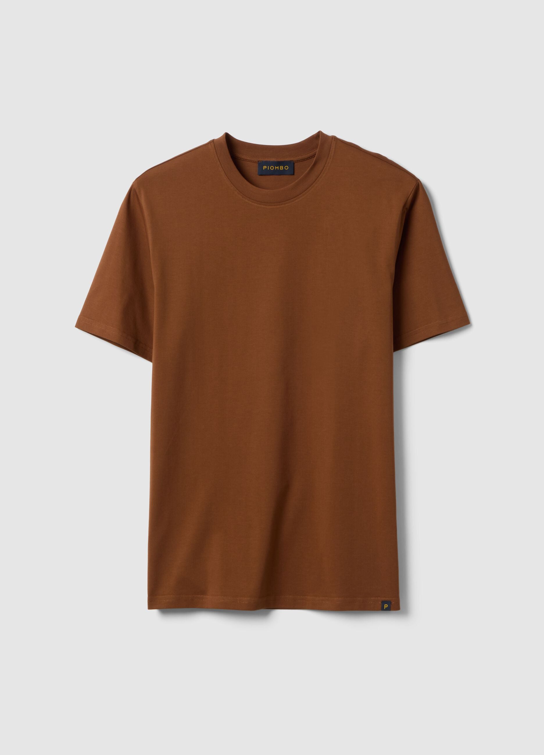 Brown crew neck pure cotton t-shirt relaxed fit