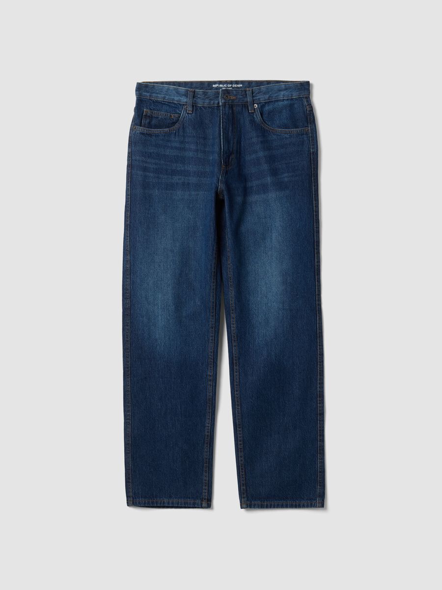 Relaxed fit pure cotton denim jeans_4