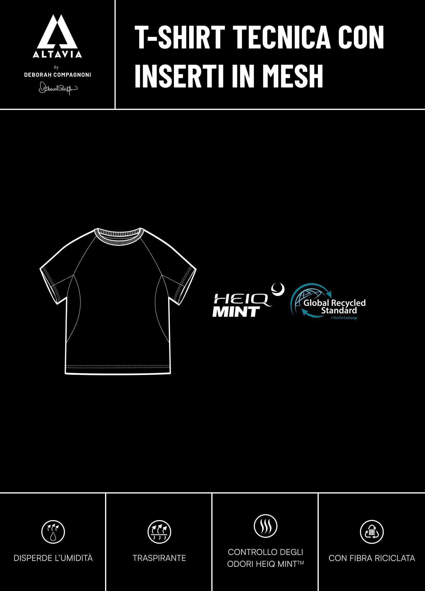 Technical T-shirt with mesh inserts ALTAVIA WITH DEBORAH COMPAGNONI