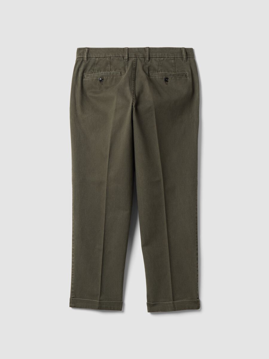 Green pure cotton carrot-fit chino trousers_2
