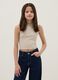 Girls' beige fitted cotton stretch tank top_0