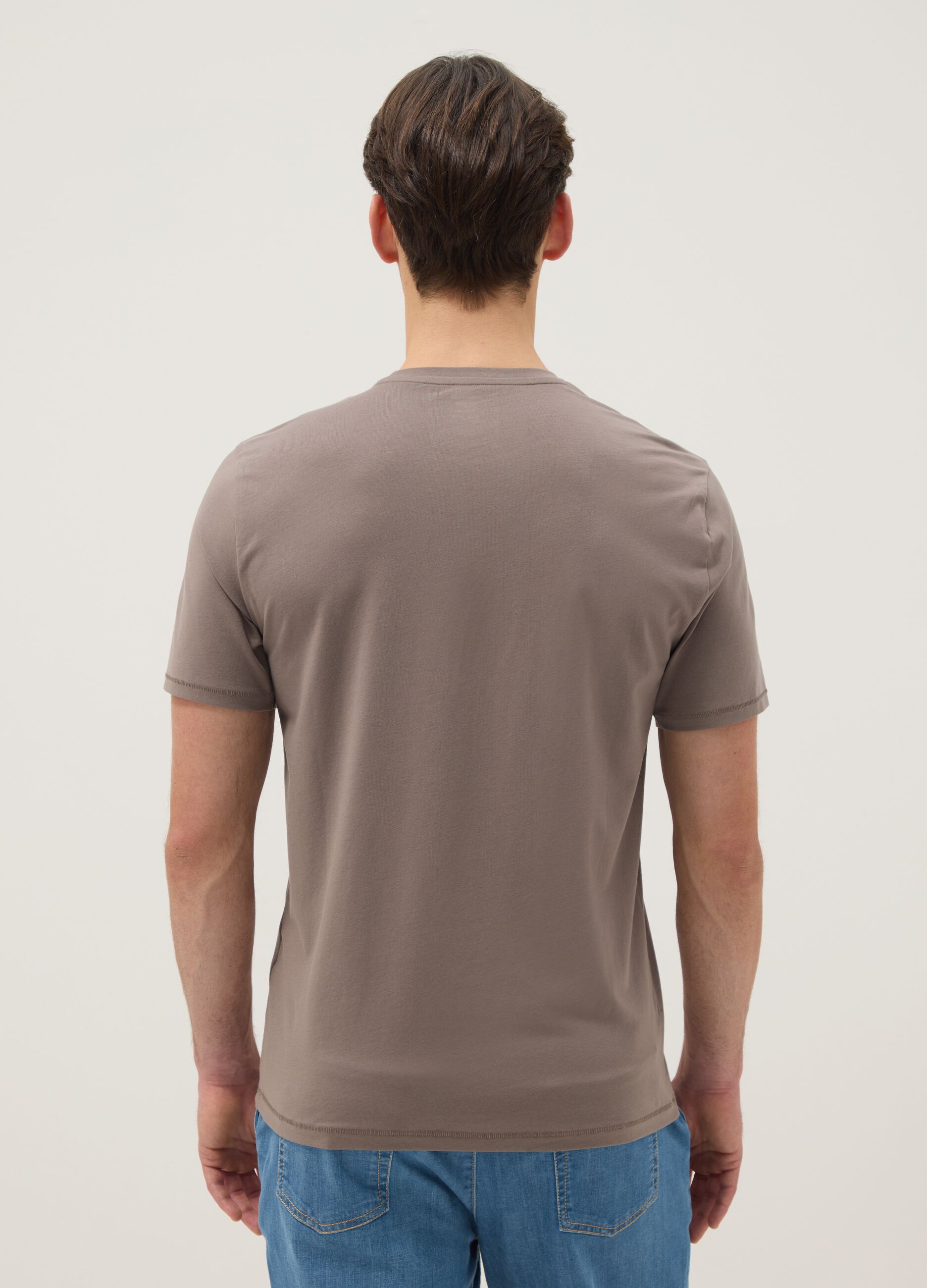 Grey slim fit stretch cotton T-shirt