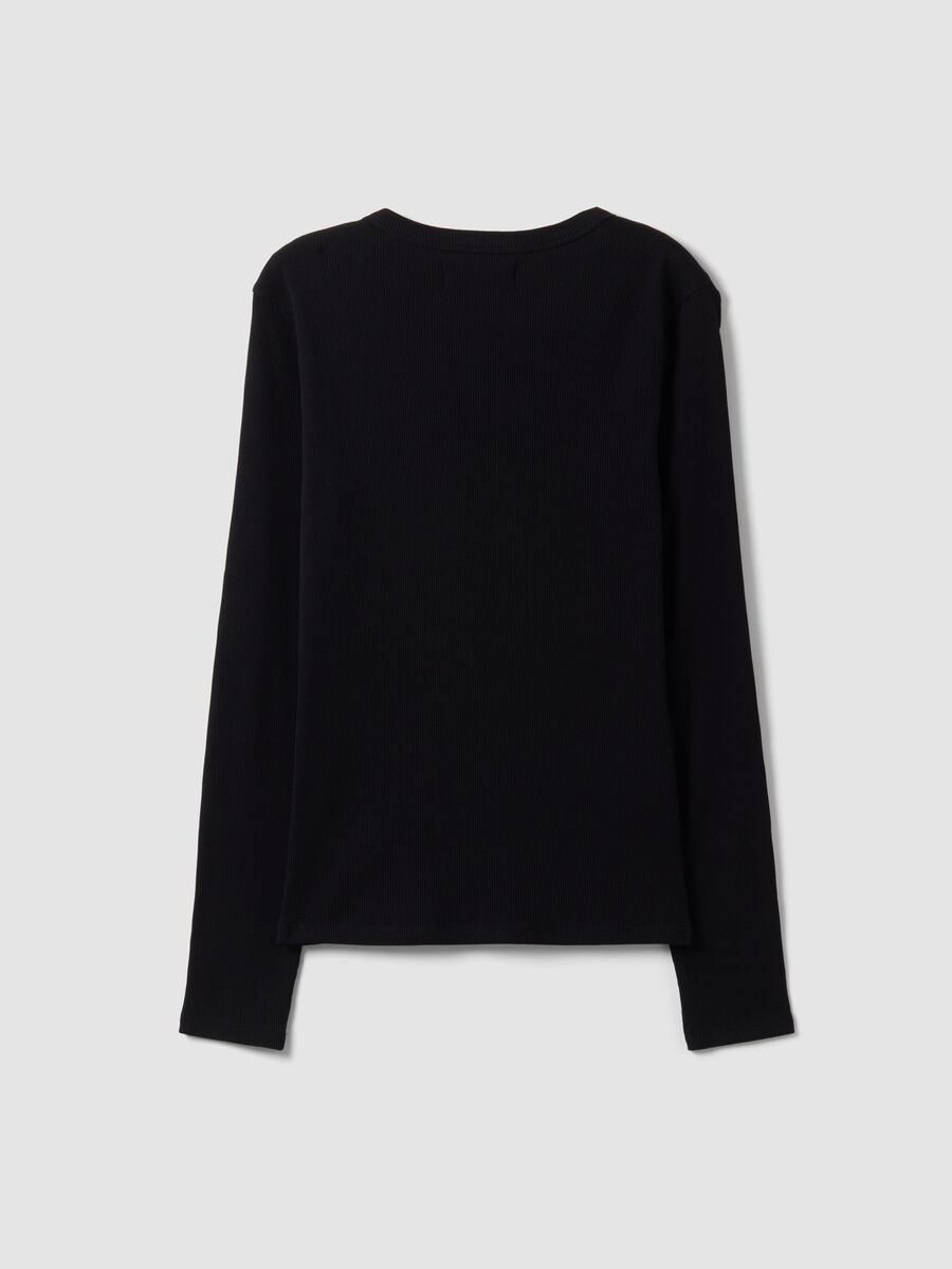 Black long-sleeve pure cotton T-shirt_6