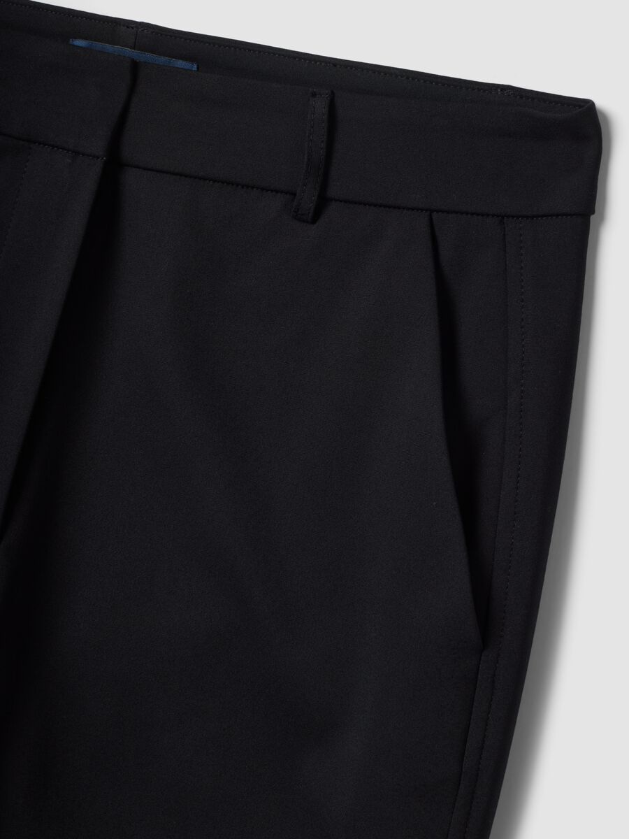 Black slim-fit stretch cotton trousers_1