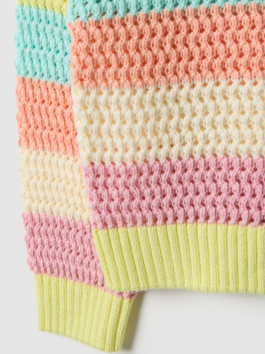 Girl's regular fit multicolour striped pure cotton jumper_3