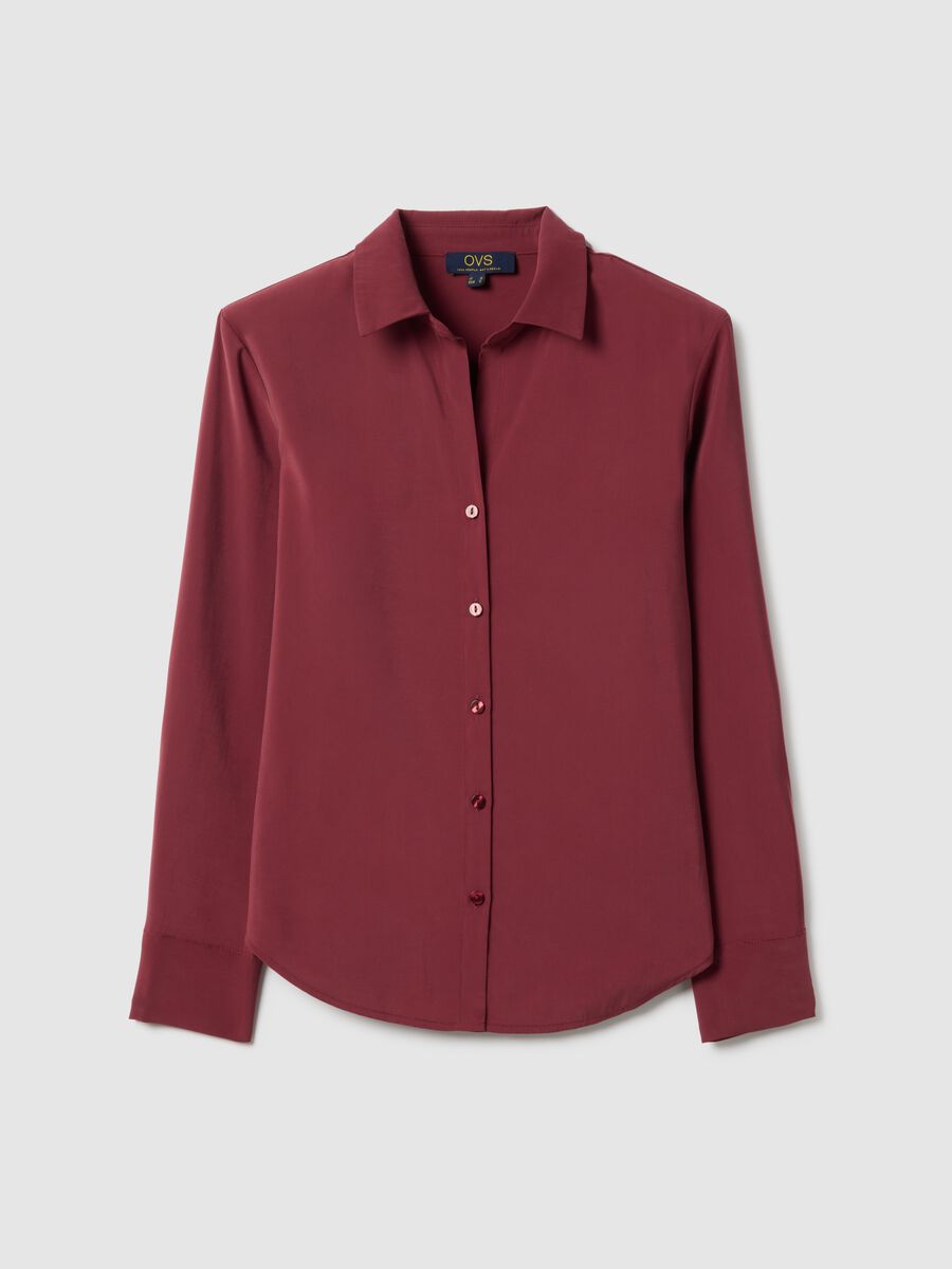 Red long-sleeve viscose blend shirt regular fit_4