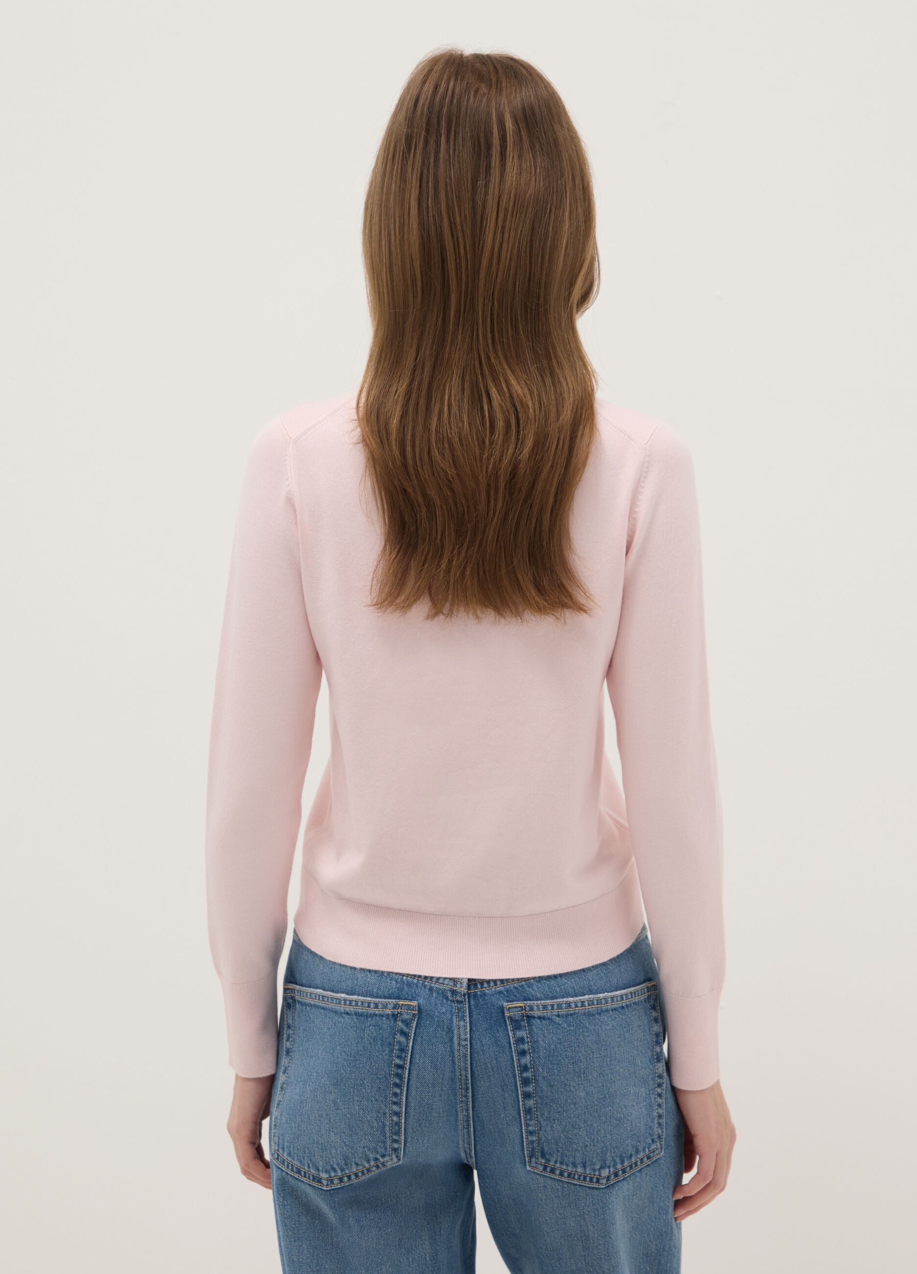 Pink crew-neck sweater regular fit