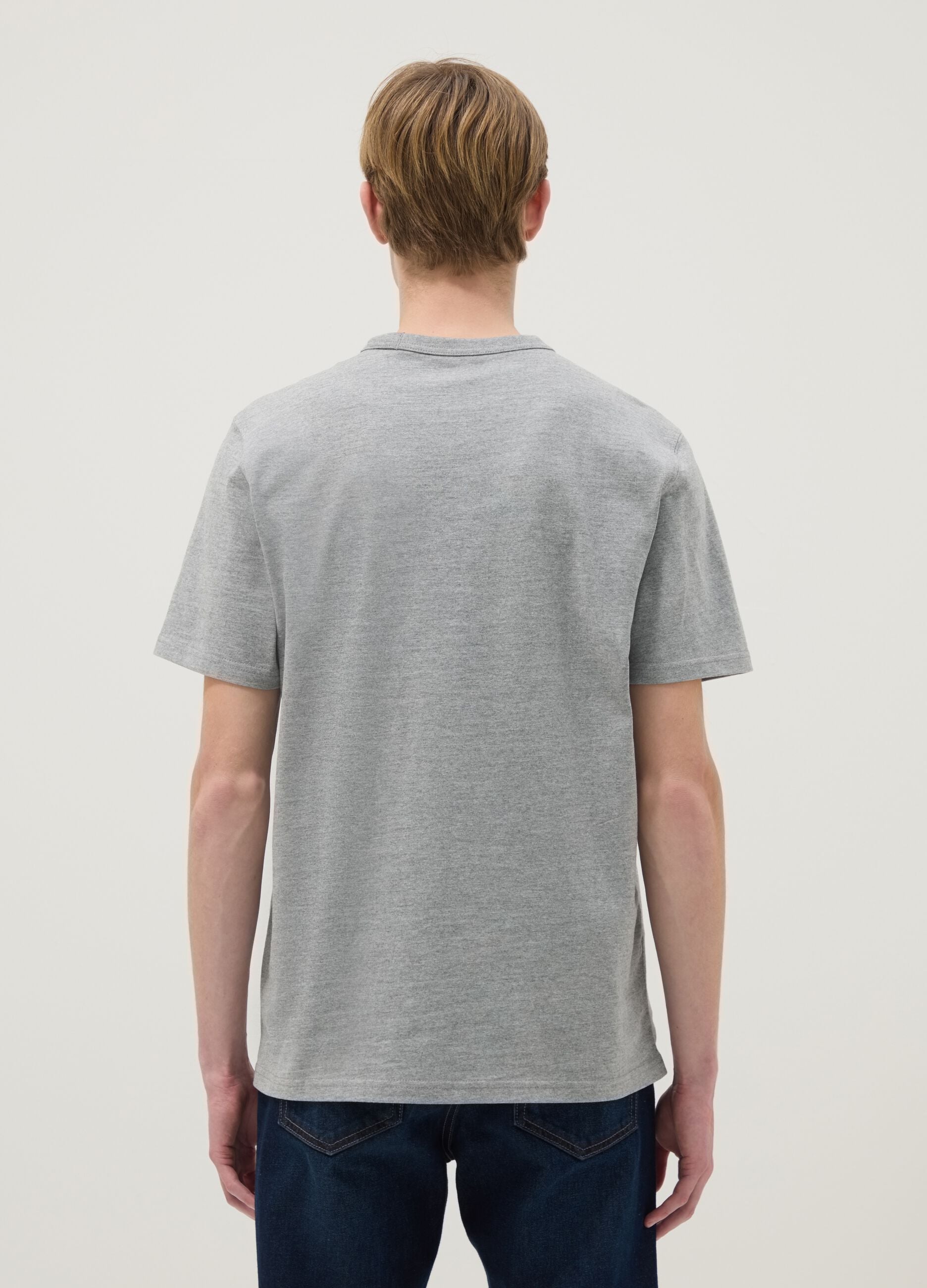 Short-sleeve grey pure cotton regular fit t-shirt