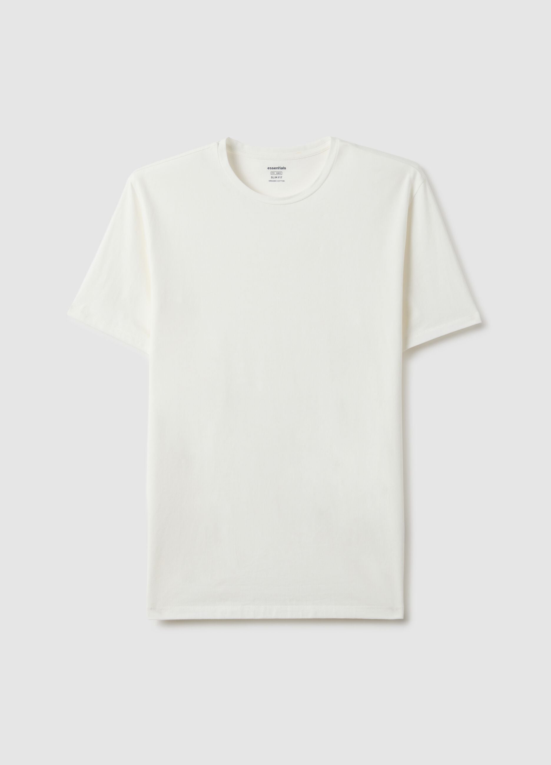 White slim fit stretch cotton T-shirt