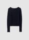 Blue stretch cotton blend regular fit top with lace_4
