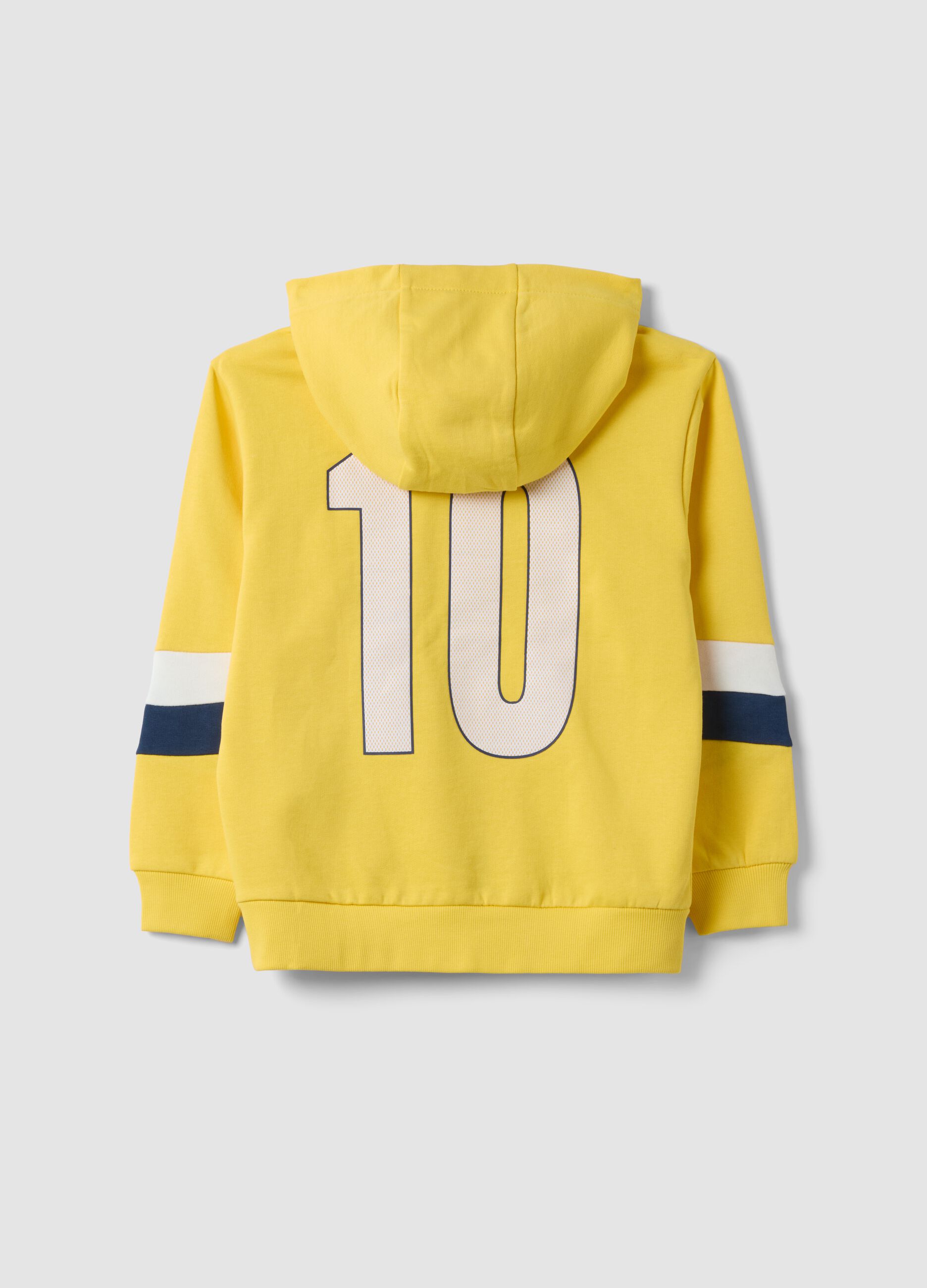 Yellow regular-fit cotton hoodie with logo for boys